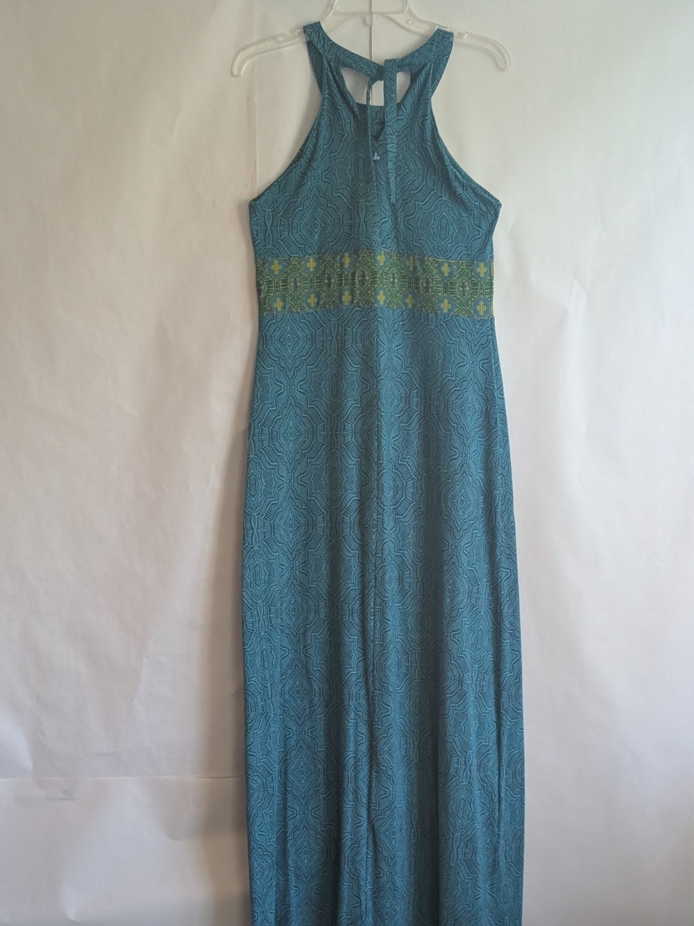 Prana Teal Maxi Dress with Lovely Embroidered Waistband - Picture 6 of 6